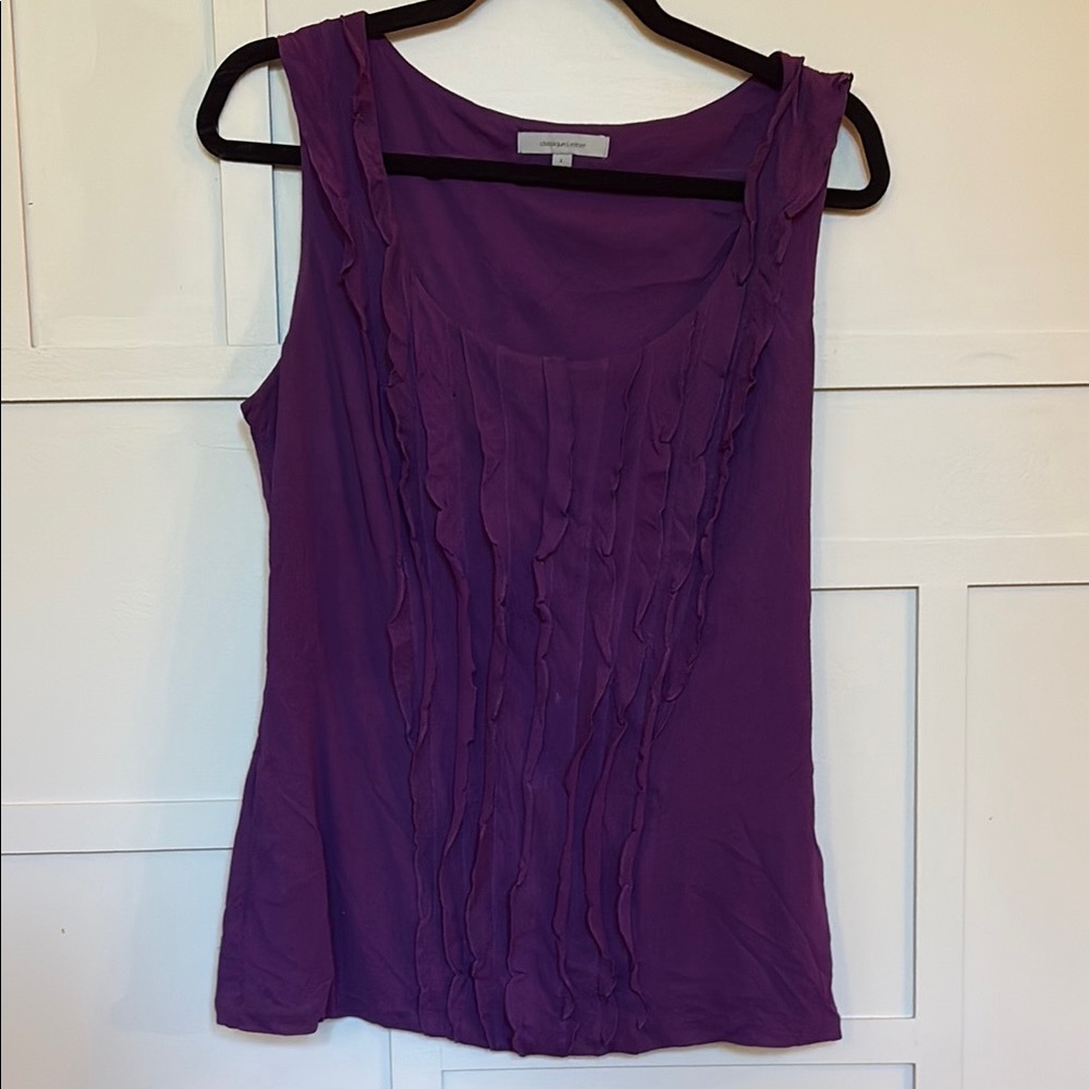 Classiques Entier Purple Ruffled Sleeveless Tank Top